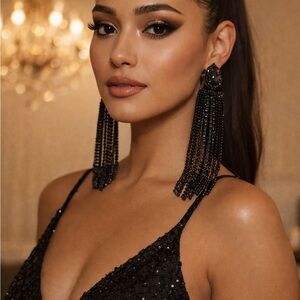 Elegant Black Beaded Earrings